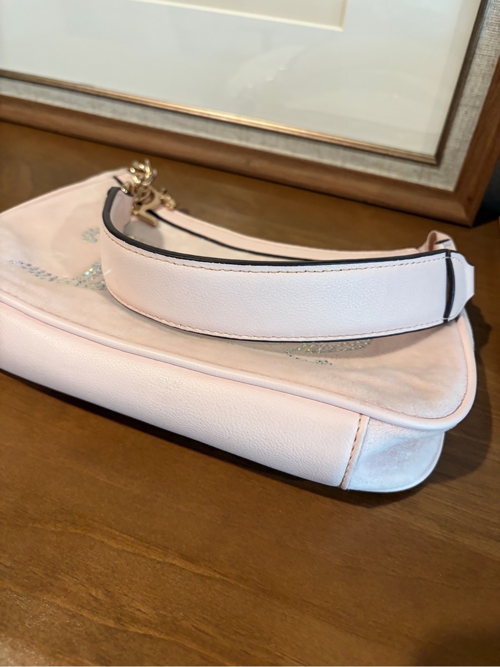 Authentic Vintage Juicy Couture Baby Pink Velour Handbag Pouch - Y2K Pink Tag - Picture 8 of 10